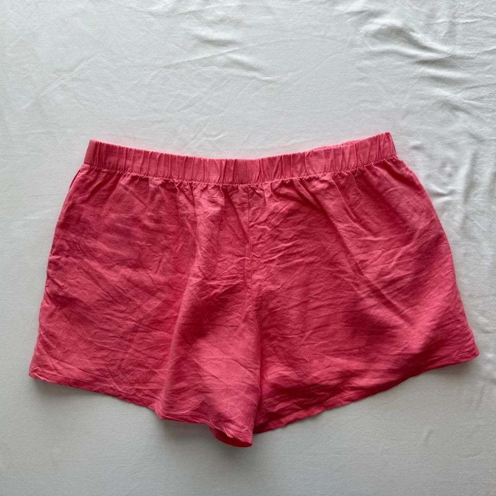 Show Me Your Mumu Hendrix Shorts XL Coral Pink Linen‎ Blend High Waist EXCELLENT